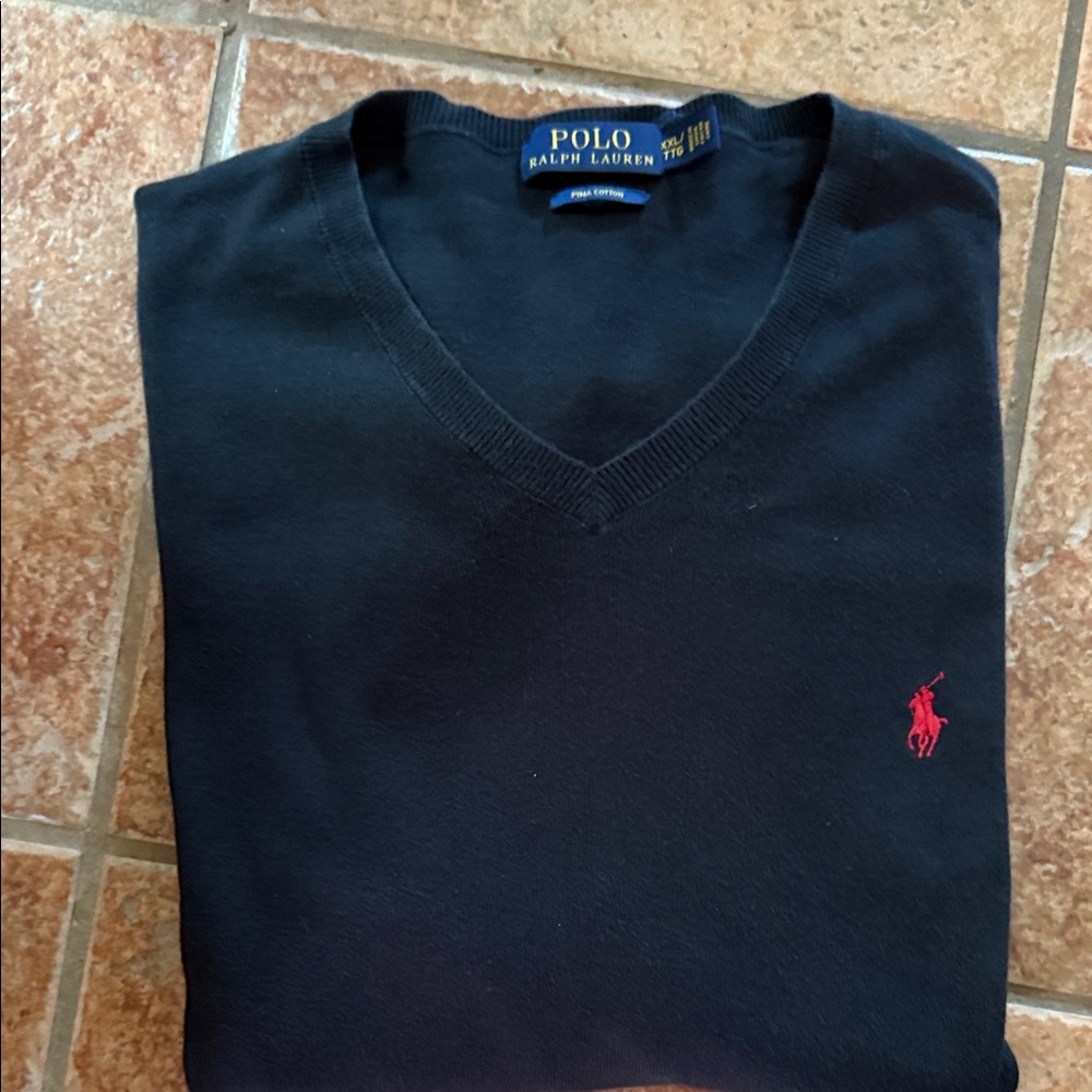 Polo by Ralph Lauren Men's Black V-Neck Sweater - XXL